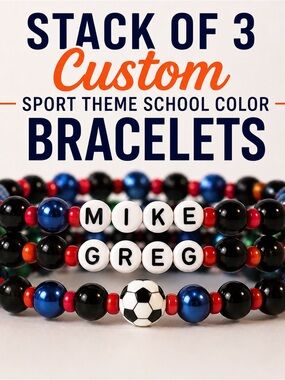 THREE BRACELETS | Custom Stack of 3 Sports-Themed Beaded Bracelets